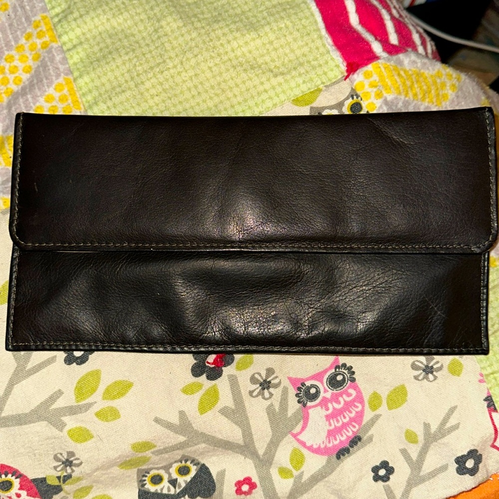 Piel Black Genuine‎ Leather Wallet Envelope (C)